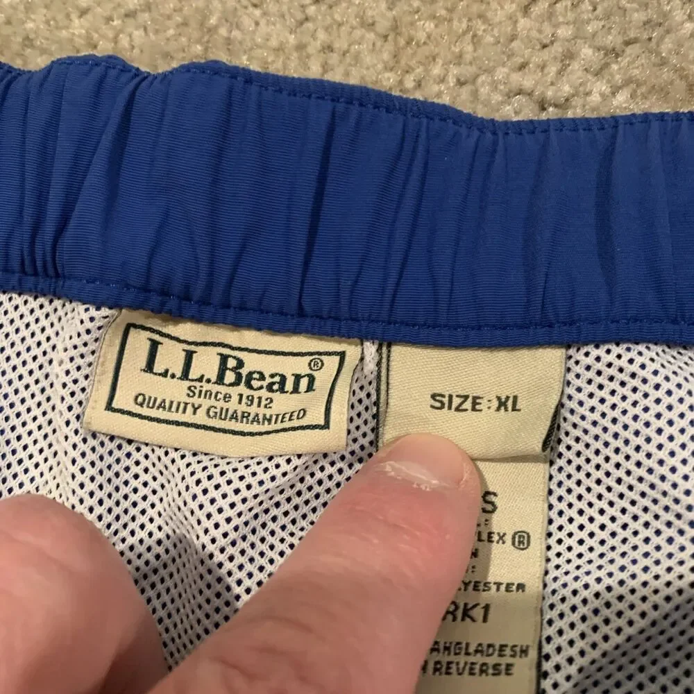 LL Bean Swim Trunks Mens XL Blue Classic Nylon Baggies Shorts 8